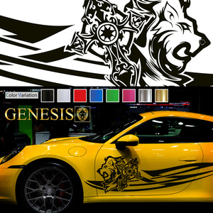 車 ステッカー かっこいい ライオン 十字架 サイド デカール 140 大きい バイナルグラフィック ワイルドスピード系 「全8色」 GENESIS