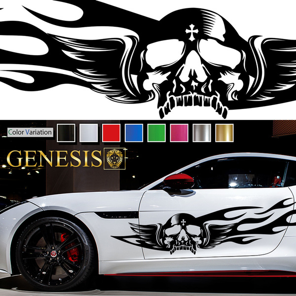車 ステッカー かっこいい スカル 髑髏 サイド デカール 151 大きい バイナルグラフィック ワイルドスピード系 カスタム 「全8色」 GENESIS