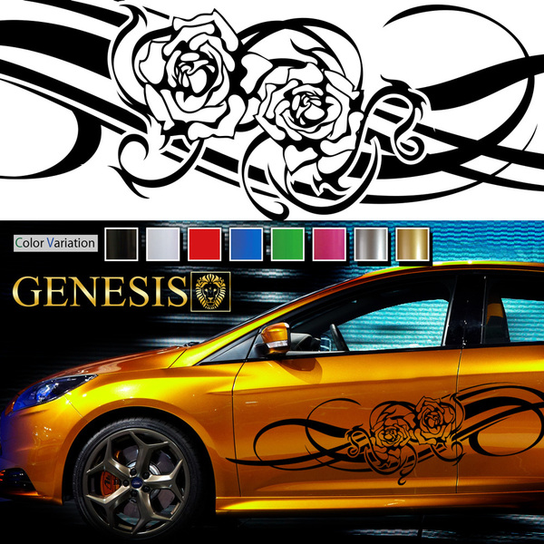 車 ステッカー かっこいい 薔薇 花 ローズ サイド デカール 165 大きい バイナルグラフィック ワイルドスピード系 「全8色」 GENESIS