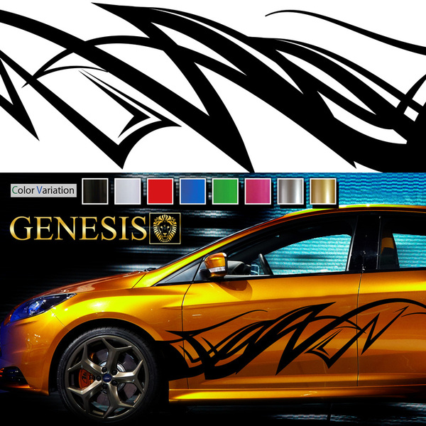 車 ステッカー かっこいい スポーツ ライン サイド デカール 183 大きい バイナルグラフィック ワイルドスピード系 「全8色」 GENESIS
