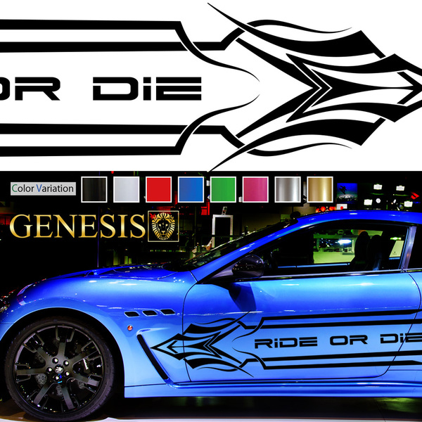 車 ステッカー かっこいい ストリート系 サイド デカール 218 大きい バイナルグラフィック ワイルドスピード系 「全8色」 GENESIS