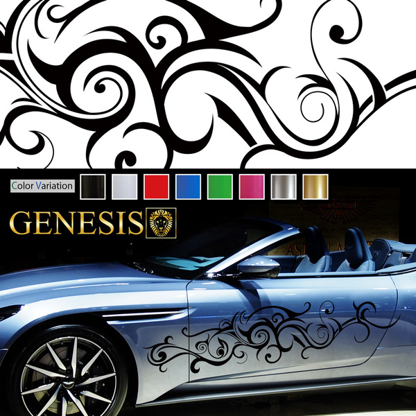 車 ステッカー かっこいい おしゃれ ライン サイド デカール 11 大きい バイナルグラフィック ワイルドスピード系 「全8色」 GENESIS