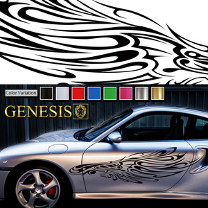 車 ステッカー かっこいい ウイング 翼 サイド デカール 25 大きい バイナルグラフィック ワイルドスピード系 カスタム 「全8色」 GENESIS