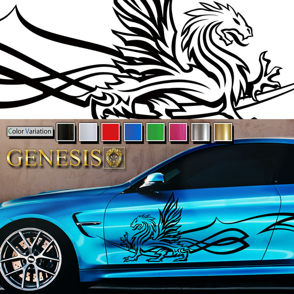車 ステッカー かっこいい ドラゴン ライン サイド デカール 77 大きい バイナルグラフィック ワイルドスピード系 「全8色」 GENESIS