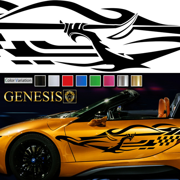 車 ステッカー かっこいい チェッカー サイド デカール 101 大きい バイナルグラフィック ワイルドスピード系 カスタム 「全8色」 GENESIS