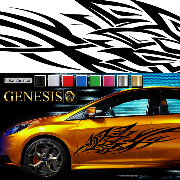 車 ステッカー かっこいい ウイング 翼 サイド デカール 123 大きい バイナルグラフィック ワイルドスピード系 カスタム 「全8色」 GENESIS