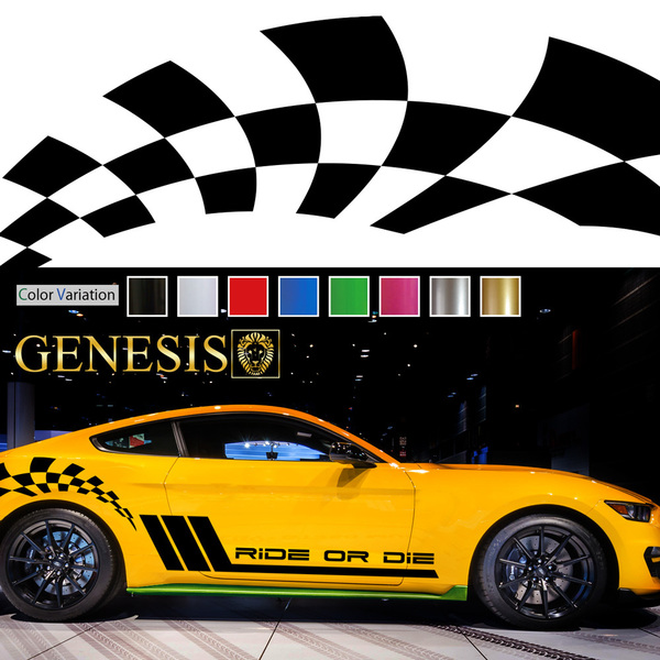 車 ステッカー かっこいい チェッカー ライン サイド ワイド デカール wa03 大きい バイナル ワイルドスピード系 「全8色」 GENESIS