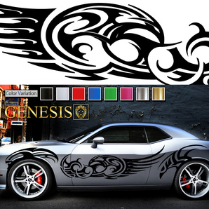 車 ステッカー かっこいい ウイング 翼 サイド ワイド デカール wa04 大きい バイナル ワイルドスピード系 カスタム 「全8色」 GENESIS