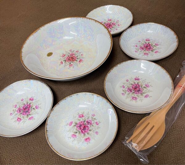【特価】【新品 未使用】 有田焼 ヴィンテージ 花柄 大皿 小皿 6客セット