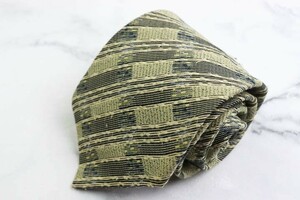  Issey Miyake total pattern silk high class made in Japan brand necktie men's khaki superior article ISSEY MIYAKE