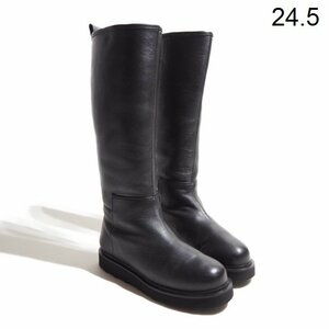 J9782P　▼CAMINANDO カミナンド ドゥーズィエムクラス 購入▼　21AW ロングブーツ ブラック 8/24.5cm レザーブーツ 黒 秋冬 rb mks