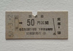 硬券 100 B型 金額式 乗車券 国鉄 邑久 →100円区間 昭和50年 No.4315