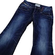 LOLITA JEANS ロリータ 韓国ファッション W26 ウエスト74cm Lサイズ used加工 フレア レディース ジーンズ デニム M1634_画像7