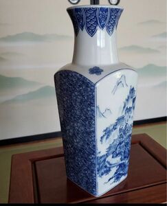 本日限定　A028 骨董品 古美術　花瓶　花器　 染付 古玩 青花　寶樂　刻印　共箱