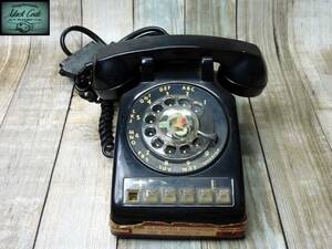 [y4824-B]* USA*ITT company black telephone machine * dial type * search Vintage Mid-century America retro military garage mo-teru store furniture 