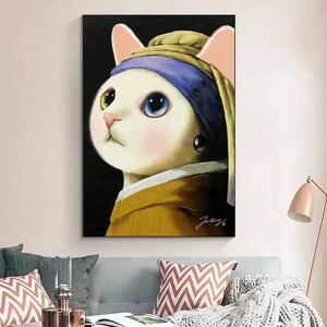 G551 絵画　ネコ　猫　キャンバスアートポスター　50×70cm インテリア　ポップアート　雑貨　枠なし