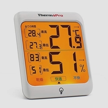 送料無料★ThermoPro 湿度計 デジタル温湿度計 室内温度計 最高最低温湿度値表示 バックライト機能付き TP53_画像1