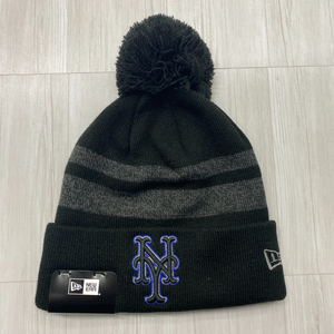 USA正規品 NEWERA ニューエラ MLB ニット帽 ニューヨーク メッツ NY Mets 黒 グレー ポンポン付 ニットキャップ ビーニー メジャー