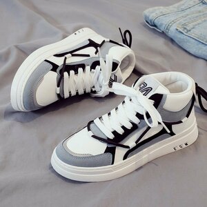 LHW1451★2022 冬の新しい小さな白い布の靴ハイトップ キャンバス トレンディな靴トレンディな紳士靴