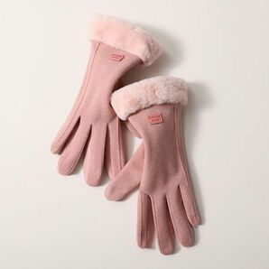 手袋 レディース グローブ スマホ対応 女性用 滑り止め付き　裏起毛　ピンク色