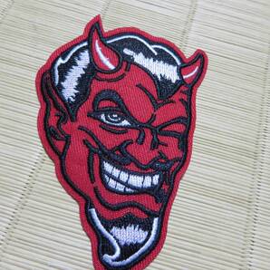 圧着IR赤鬼◇激渋◆新品■ちょい悪オヤジ 中年男性 ひげデビル おじさん 親父 悪魔 刺繍ワッペン◇サバゲー・コスプレ・ミリタリー