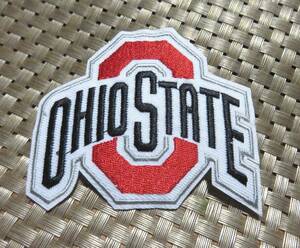 赤白黒　英語◆新品OHIO STATEオハイオ州立大学バックアイズフットボール刺繍ワッペン （パッチ）激シブ☆アメリカ　スポーツ◎アメフト