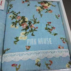 ピンクハウス「フェイスタオル 1枚 ウォッシュタオル 1枚」PINK HOUSE 花柄 レース ブルー系の画像3