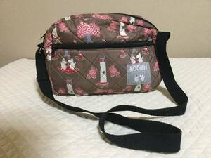 C8587*MOOMIN* Brown red & white & gray Moomin pattern casual shoulder bag *