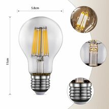 LED 電球フィラメント型E26口金 クリア広角360度エジソン球 6W 電球色A60(10個入り)_画像6