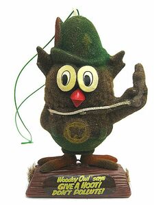 1970’s Woodsy Owl ビンテージ TOY ツリー飾り ふくろう 梟 アドバタイジング フクロウ スモーキーベアー SMOKEY BEAR