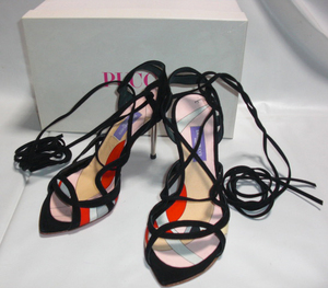 SALE!!e milio *pchi black race up sandals size 36.2/1 USED genuine article * super bargain. 