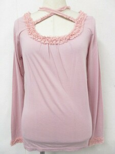 [ free shipping ][ new goods ] Nice Claup NICE CLAUP adult elegant long sleeve cut and sewn frill pink # control number L17045SSA18-171224-58