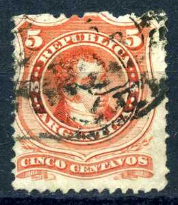 1867年◆アルゼンチン 政治家 RIVADAVIA 切手 SC#18◆送料無料◆T-92