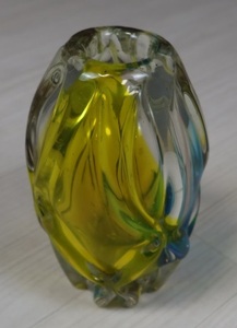 T6] ваза цветок основа стекло retro античный желтый цвет желтый голубой желтый зеленый зеленый интерьер произведение искусства украшение красочный 