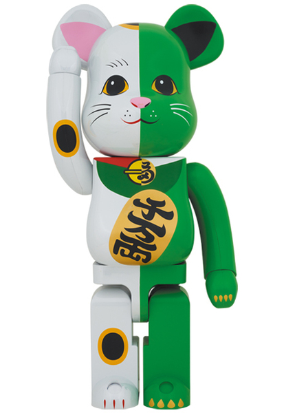 送料無料 新品 BE@RBRICK ベアブリック MEDICOM TOY スカイツリー BE@RBRICK 招き猫 白×緑 1000％ メディコム・トイ