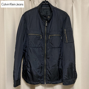  free shipping Calvin Klein Calvin Klein Single Rider's cotton inside jacket blouson M black CK military mode American Casual old clothes 