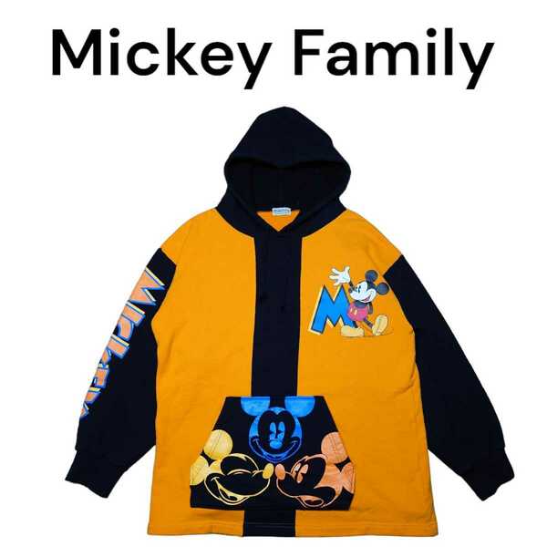 Mickey　マルチプリント　スウェットパーカー　Disney　ミッキー　