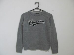 (51510) Comme Ca Ism COMME CA ISM вязаный свитер вырез лодочкой Logo серый 140.USED
