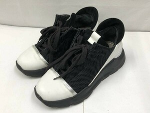 MALLONI Italy made thickness bottom sneakers 36 23cm black × white × silver lady's ma low ni22090502