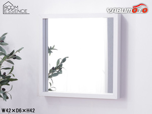 東谷 ウォールミラーL ホワイト W42×D6×H42 MU-034WH 鏡 壁掛け 壁掛 飾り棚 シンプル メーカー直送 送料無料