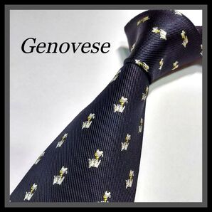19【Genovese】ジェノバ ネクタイ 黒×白