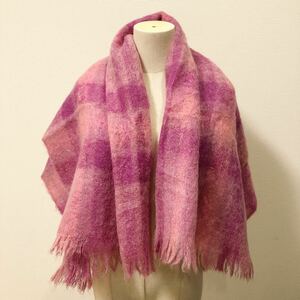 ☆ Onkaparinga production Waratah MOHAIR THROW モヘア ブランケット オーストラリア製 ヴィンテージ ピンク系