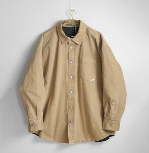  не использовался ALEXANDER WANG *MID LENGTH SHIRT COAT W QUILTING рубашка жакет Brown M Duck ткань с хлопком Alexander one *WX12