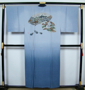  men's long kimono-like garment long height . tailoring width of a garment easy Fuji hawk .. pattern applying height approximately 188cm rank silk 10181