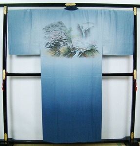  men's long kimono-like garment . tailoring long height .. is seen scenery pattern applying height approximately 184cm rank silk 10190