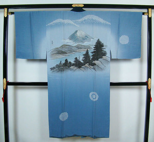  men's long kimono-like garment . tailoring book@ aperture stop mountain average . scenery pattern applying height approximately 159cm rank silk 10222