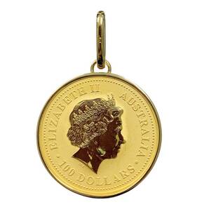  カンガルー ナゲット金貨 オーストラリア イエローゴールド 2004年 1オンス 33.44g K18/24 純金 コインペンダントトップの画像2