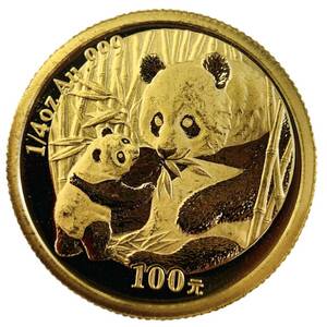 パンダ金貨 中国 24金 純金 2005年 7.7g 1/4オンス イエローゴールド コイン GOLD コレクション 美品