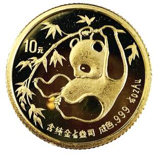 パンダ金貨 中国 24金 純金 1985年 3.1g 1/10オンス イエローゴールド コイン GOLD コレクション 美品