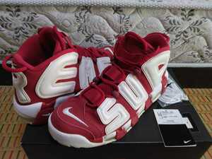 NIKE SUPREME AIR MORE UPTEMPO VARSITY RED/WHITE 17SS シュプリーム アップテンポ 赤白 レッド 902290-600 US10 28cm 国内正規品 黒タグ